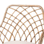 Chaises de salle à manger Bohèmes en rotin Blanc / Marron Naturel / Gris Décapé, Lot de 2