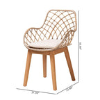 Chaises de salle à manger Bohèmes en rotin Blanc / Marron Naturel / Gris Décapé, Lot de 2