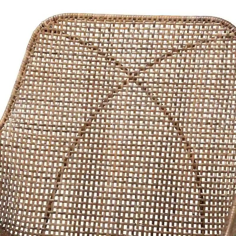 Chaises de salle à manger Bohèmes en rotin Blanc / Marron Naturel / Gris Décapé, Lot de 2