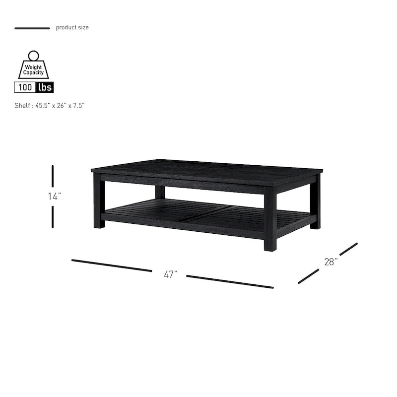 Table basse en bois d'acacia massif noir, coloris Amber / Drifted Sand / Alto