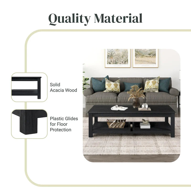 Table basse en bois d'acacia massif noir, coloris Amber / Drifted Sand / Alto