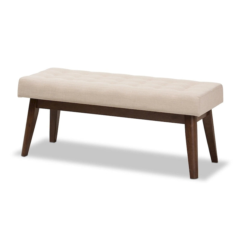 Banc capitonné Mid-Century Beige / Gris / Anthracite, 1 place