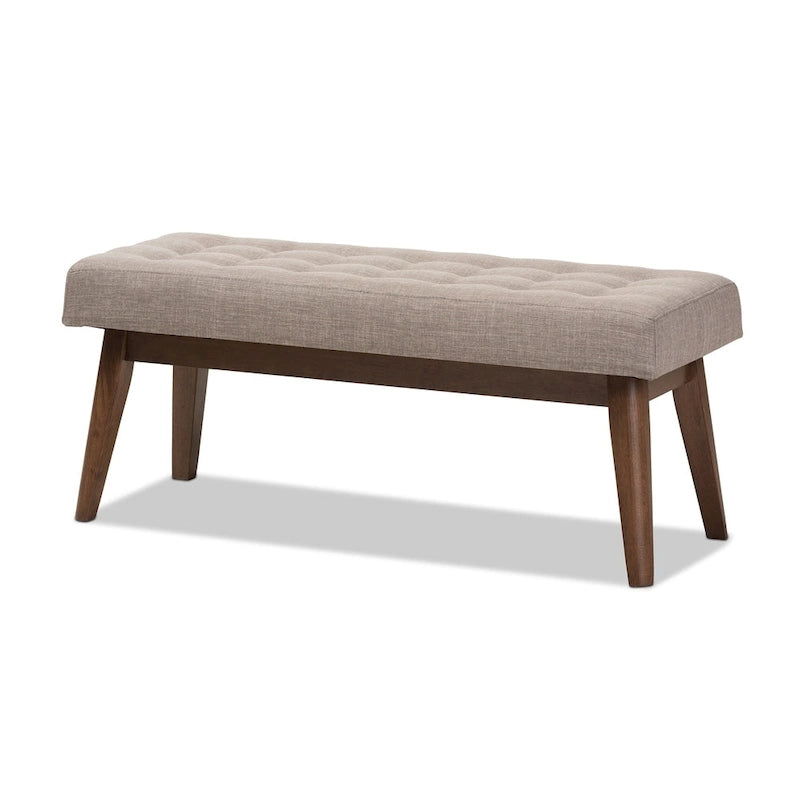 Banc capitonné Mid-Century Beige / Gris / Anthracite, 1 place