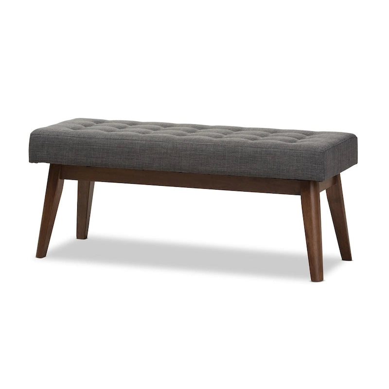 Banc capitonné Mid-Century Beige / Gris / Anthracite, 1 place