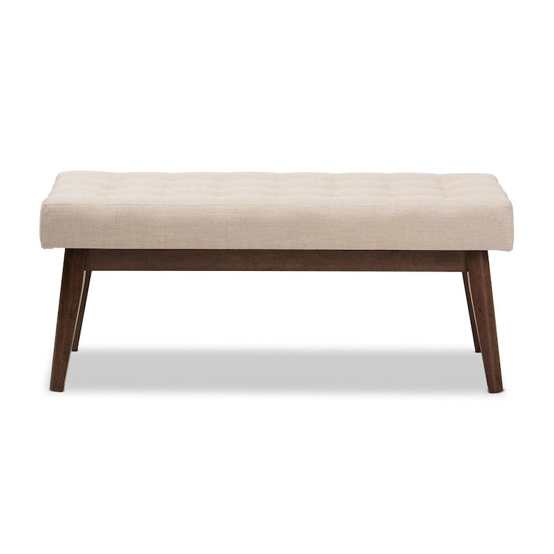 Banc capitonné Mid-Century Beige / Gris / Anthracite, 1 place