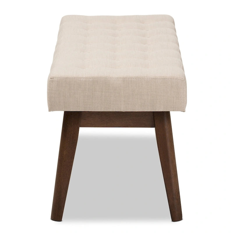 Banc capitonné Mid-Century Beige / Gris / Anthracite, 1 place