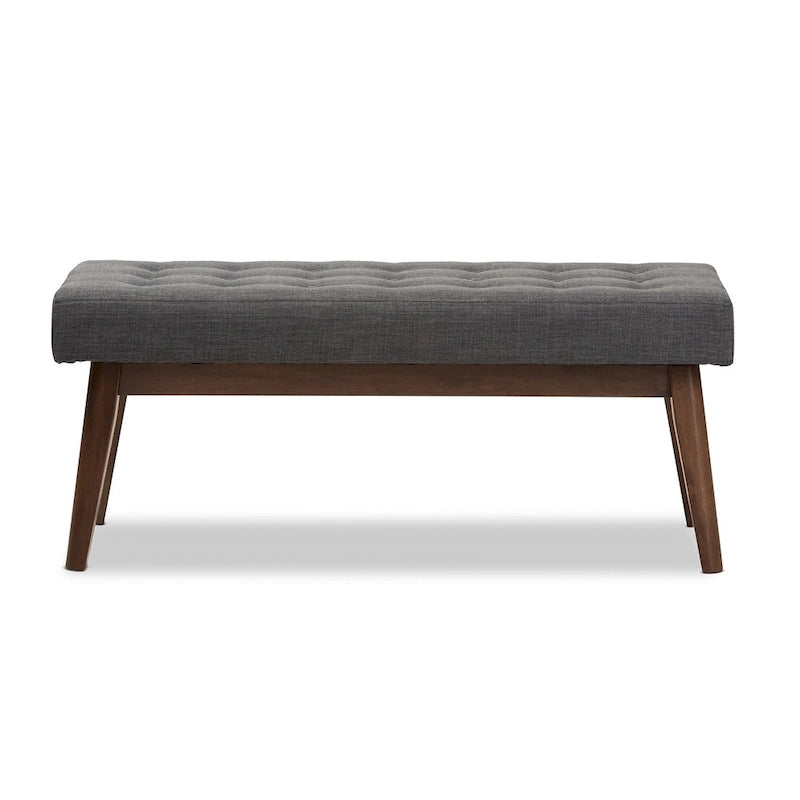 Banc capitonné Mid-Century Beige / Gris / Anthracite, 1 place