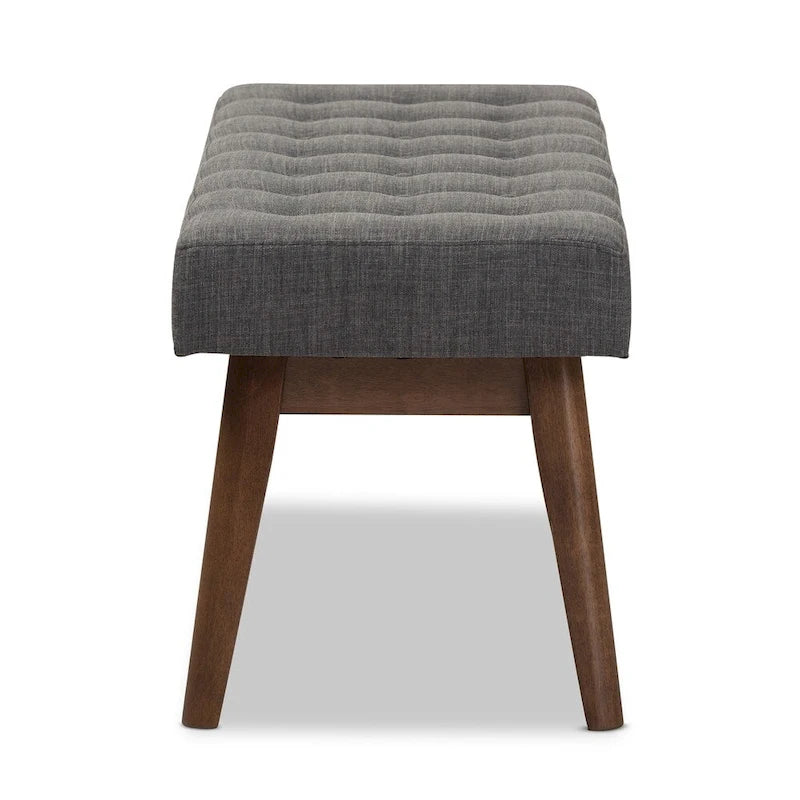 Banc capitonné Mid-Century Beige / Gris / Anthracite, 1 place
