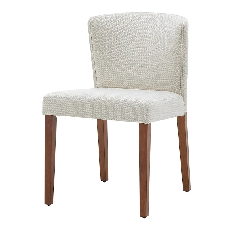 Chaise de salle à manger latérale en tissu crème/gris à dossier bas, lot de 2
