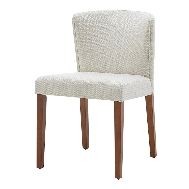 Chaise de salle à manger latérale en tissu crème/gris à dossier bas, lot de 2