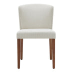Chaise de salle à manger latérale en tissu crème/gris à dossier bas, lot de 2