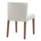 Chaise de salle à manger latérale en tissu crème/gris à dossier bas, lot de 2