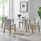 Chaise de salle à manger latérale en tissu crème/gris à dossier bas, lot de 2