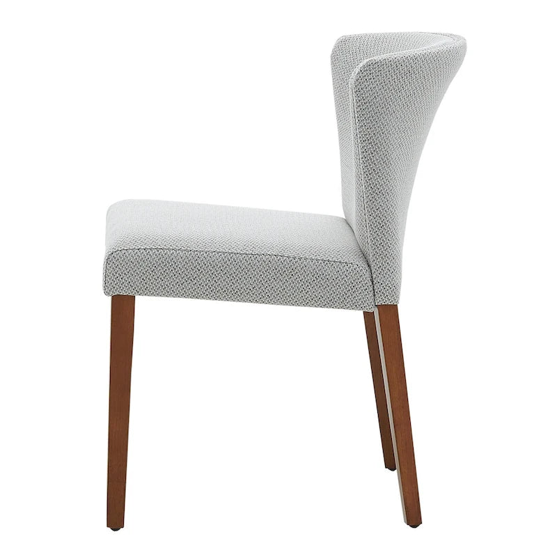 Chaise de salle à manger latérale en tissu crème/gris à dossier bas, lot de 2
