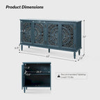 Buffet sculpté traditionnel blanc/bleu avec éclairage intégré, Meuble TV jusqu'à 65"