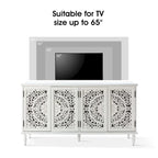 Buffet sculpté traditionnel blanc/bleu avec éclairage intégré, Meuble TV jusqu'à 65"