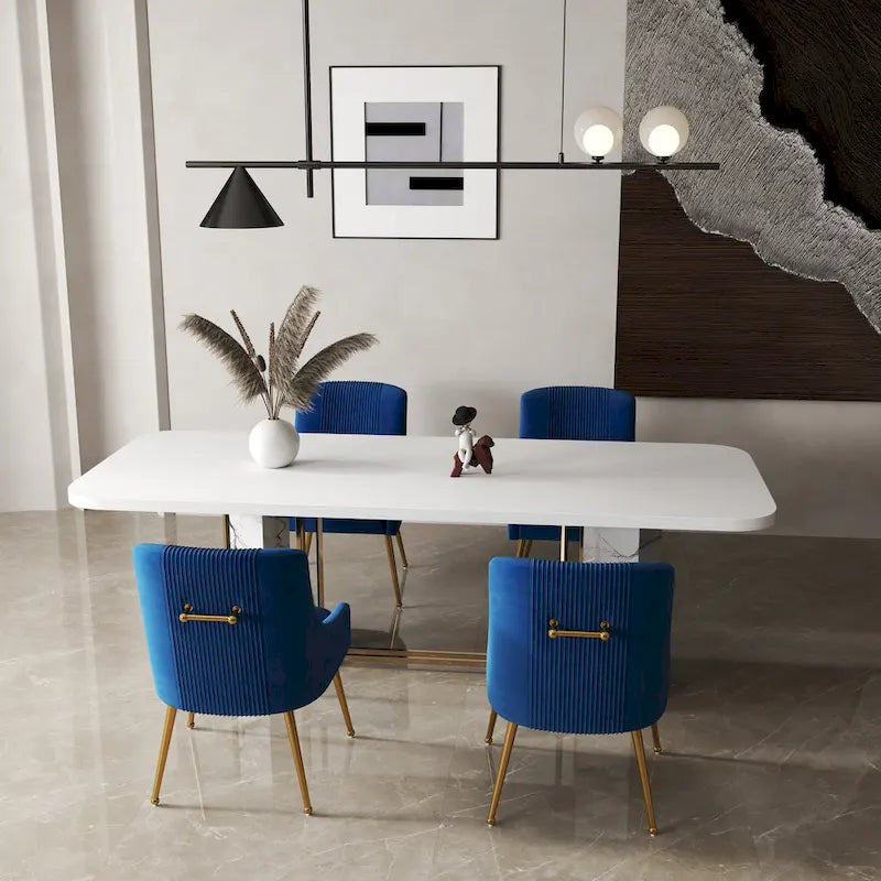 Chaise de salle à manger tapissée Beige/Bleu marine/Vert/Noir/Gris, lot de 4 avec poignée arrière