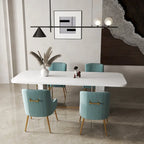Chaise de salle à manger tapissée Beige/Bleu marine/Vert/Noir/Gris, lot de 4 avec poignée arrière