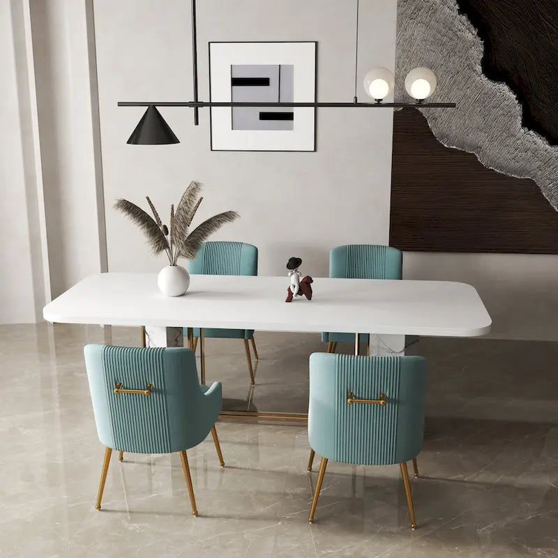 Chaise de salle à manger tapissée Beige/Bleu marine/Vert/Noir/Gris, lot de 4 avec poignée arrière