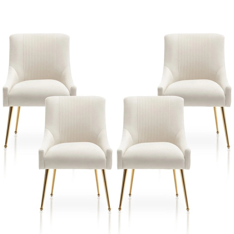 Chaise de salle à manger tapissée Beige/Bleu marine/Vert/Noir/Gris, lot de 4 avec poignée arrière