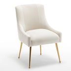 Chaise de salle à manger tapissée Beige/Bleu marine/Vert/Noir/Gris, lot de 4 avec poignée arrière