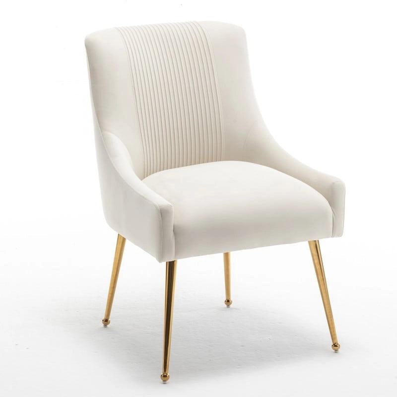 Chaise de salle à manger tapissée Beige/Bleu marine/Vert/Noir/Gris, lot de 4 avec poignée arrière