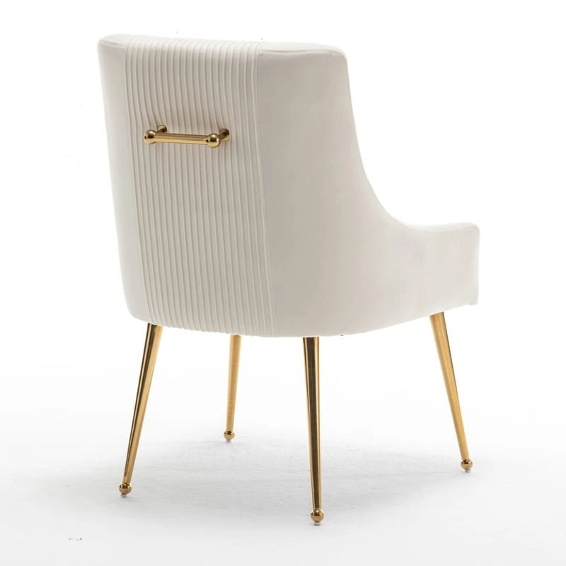 Chaise de salle à manger tapissée Beige/Bleu marine/Vert/Noir/Gris, lot de 4 avec poignée arrière