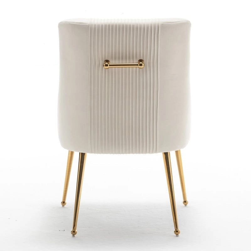 Chaise de salle à manger tapissée Beige/Bleu marine/Vert/Noir/Gris, lot de 4 avec poignée arrière