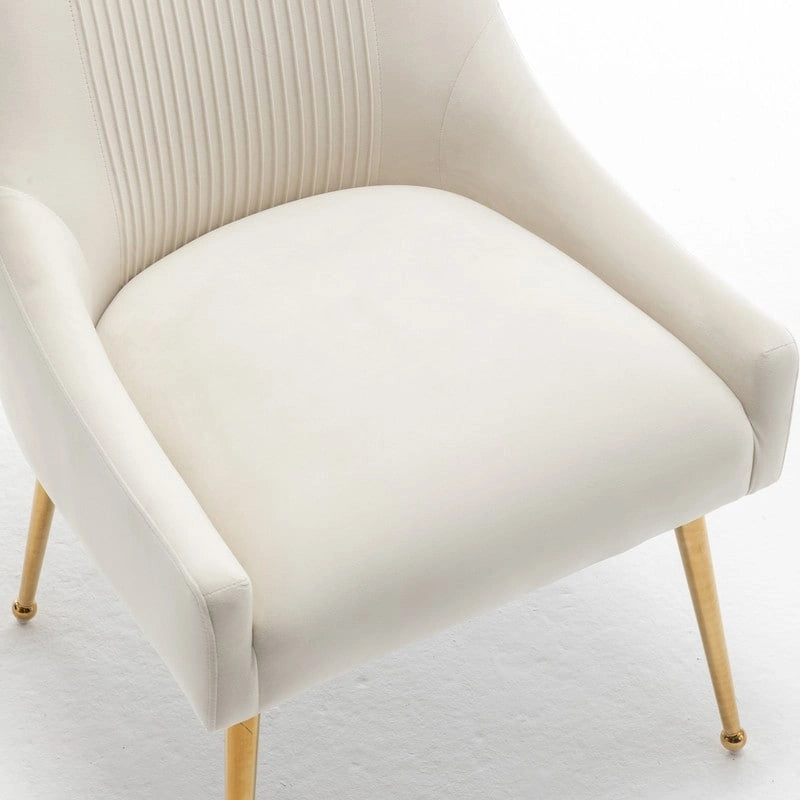 Chaise de salle à manger tapissée Beige/Bleu marine/Vert/Noir/Gris, lot de 4 avec poignée arrière