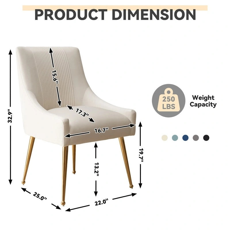 Chaise de salle à manger tapissée Beige/Bleu marine/Vert/Noir/Gris, lot de 4 avec poignée arrière