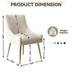 Chaise de salle à manger tapissée Beige/Bleu marine/Vert/Noir/Gris, lot de 4 avec poignée arrière