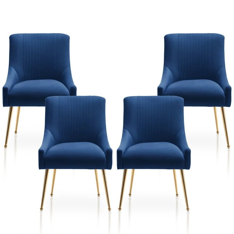 Chaise de salle à manger tapissée Beige/Bleu marine/Vert/Noir/Gris, lot de 4 avec poignée arrière