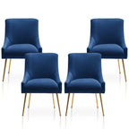 Chaise de salle à manger tapissée Beige/Bleu marine/Vert/Noir/Gris, lot de 4 avec poignée arrière