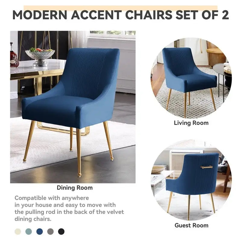 Chaise de salle à manger tapissée Beige/Bleu marine/Vert/Noir/Gris, lot de 4 avec poignée arrière