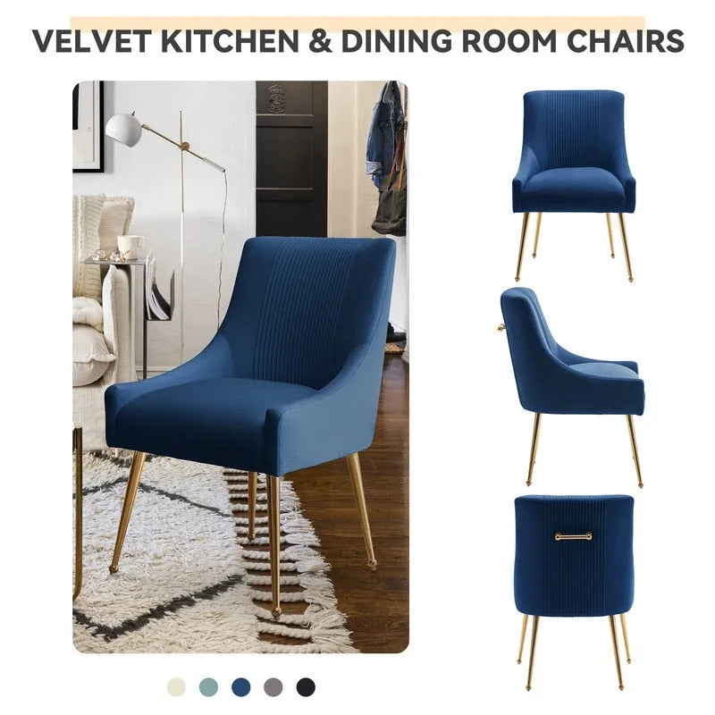 Chaise de salle à manger tapissée Beige/Bleu marine/Vert/Noir/Gris, lot de 4 avec poignée arrière