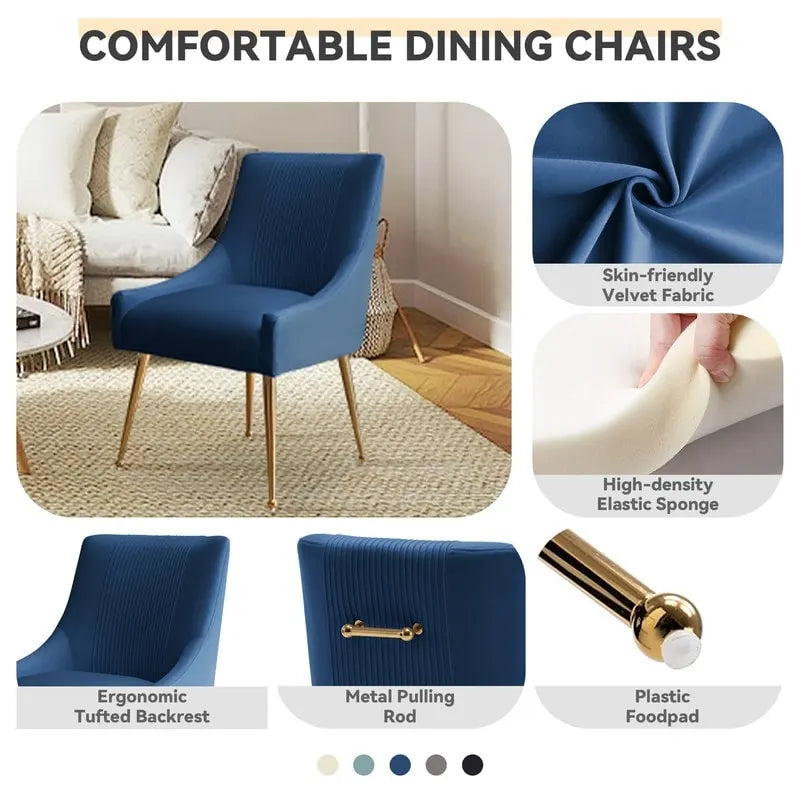 Chaise de salle à manger tapissée Beige/Bleu marine/Vert/Noir/Gris, lot de 4 avec poignée arrière