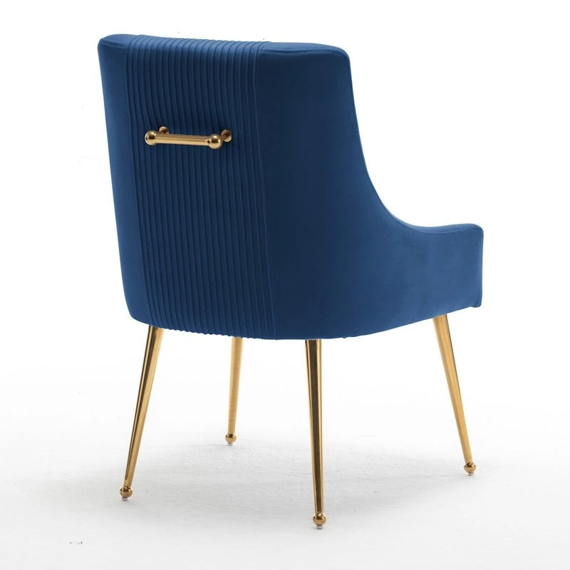 Chaise de salle à manger tapissée Beige/Bleu marine/Vert/Noir/Gris, lot de 4 avec poignée arrière