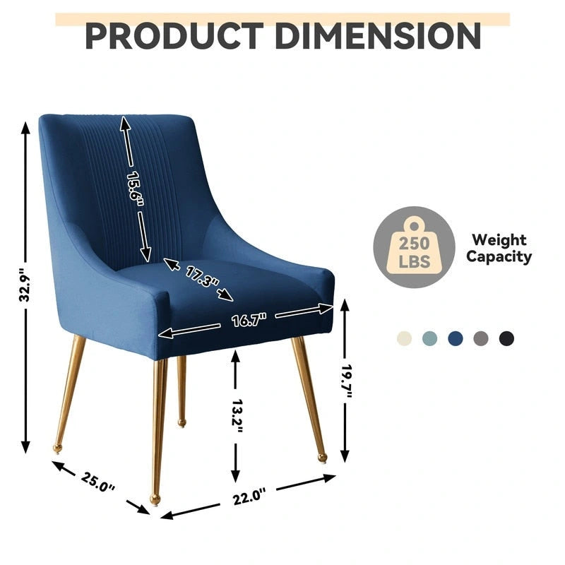 Chaise de salle à manger tapissée Beige/Bleu marine/Vert/Noir/Gris, lot de 4 avec poignée arrière