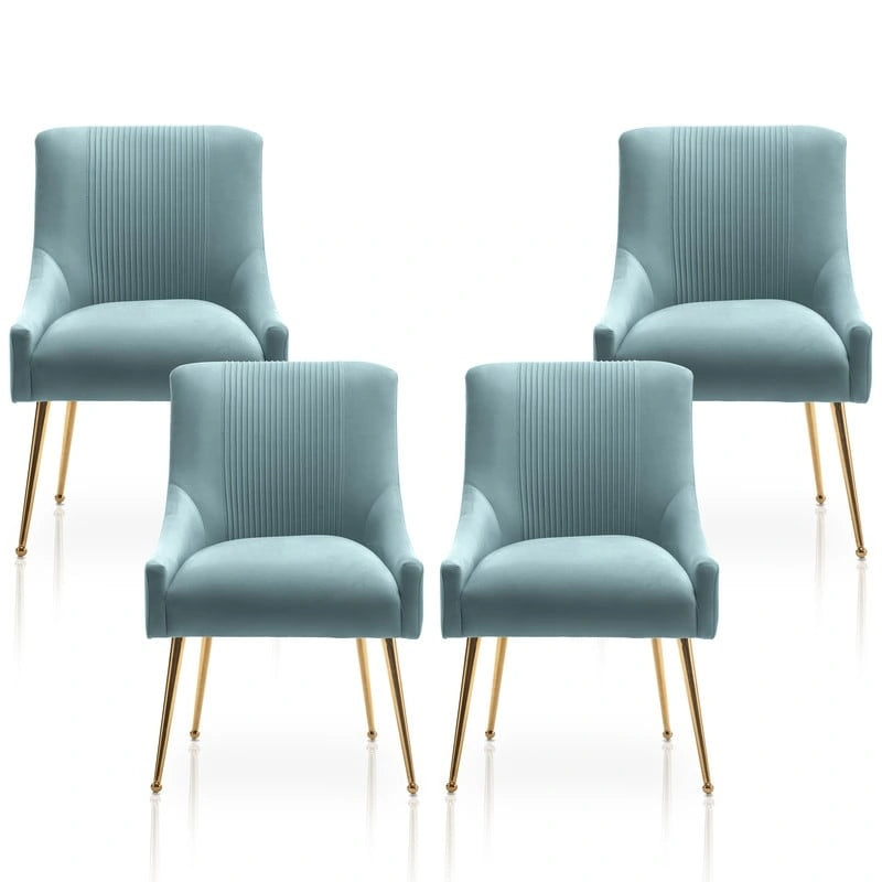 Chaise de salle à manger tapissée Beige/Bleu marine/Vert/Noir/Gris, lot de 4 avec poignée arrière