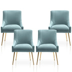 Chaise de salle à manger tapissée Beige/Bleu marine/Vert/Noir/Gris, lot de 4 avec poignée arrière