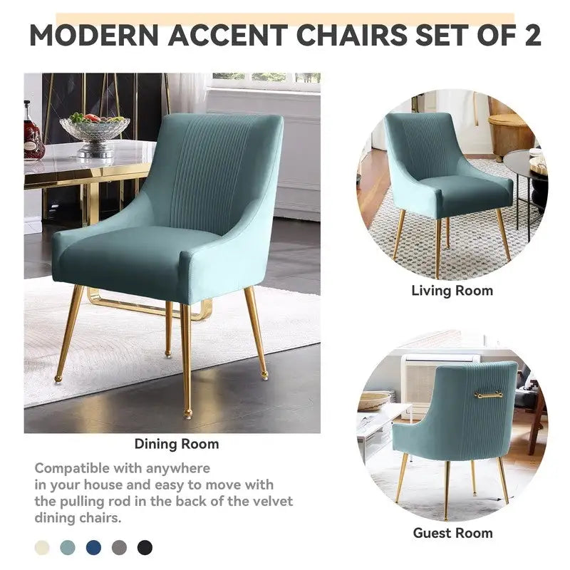 Chaise de salle à manger tapissée Beige/Bleu marine/Vert/Noir/Gris, lot de 4 avec poignée arrière