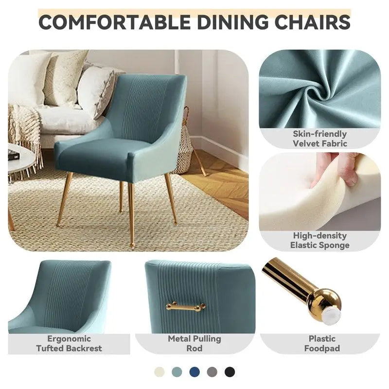 Chaise de salle à manger tapissée Beige/Bleu marine/Vert/Noir/Gris, lot de 4 avec poignée arrière