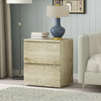 Table de chevet 2 tiroirs jaune/gris/blanc, simple
