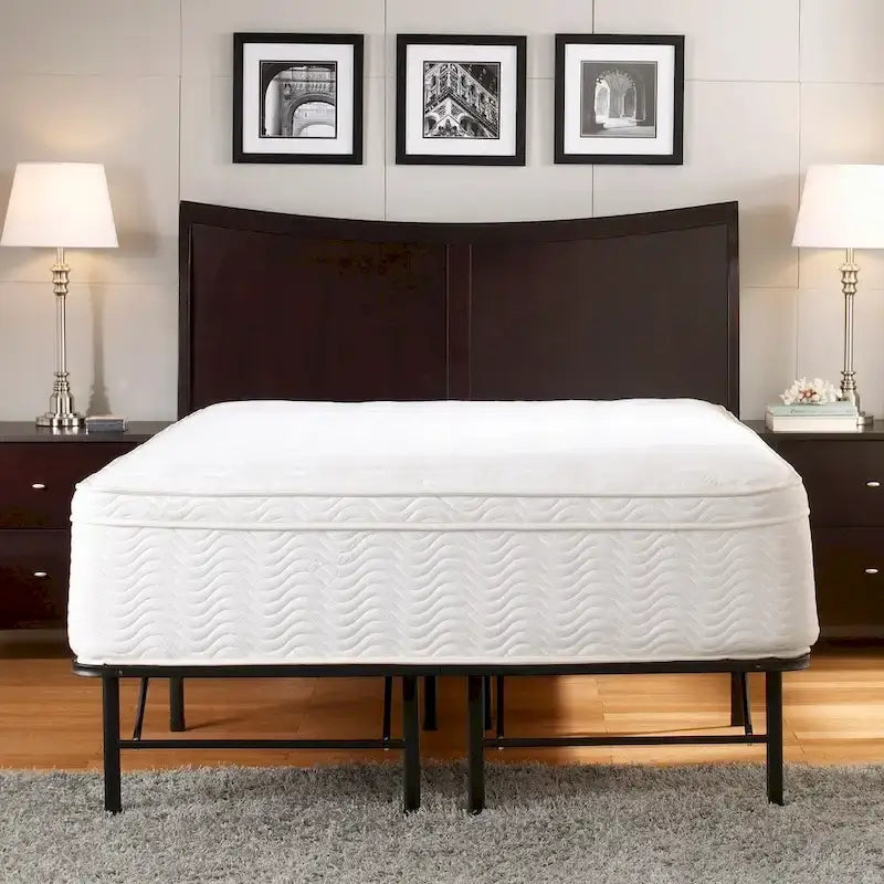 Cadre de lit plateforme Queen en acier noir, 35,5 cm de haut, pour 2 personnes