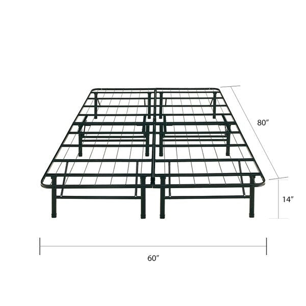 Cadre de lit plateforme Queen en acier noir, 35,5 cm de haut, pour 2 personnes
