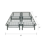 Cadre de lit plateforme Queen en acier noir, 35,5 cm de haut, pour 2 personnes