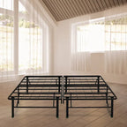 Cadre de lit plateforme Queen en acier noir, 35,5 cm de haut, pour 2 personnes