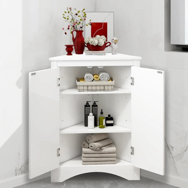 Meuble d'angle de rangement avec étagères réglables – Chêne / Blanc / Marron / Noir / Gris, Autonome, Simple