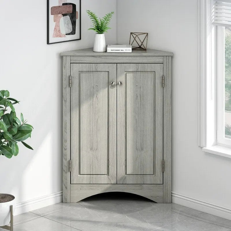 Meuble d'angle de rangement avec étagères réglables – Chêne / Blanc / Marron / Noir / Gris, Autonome, Simple