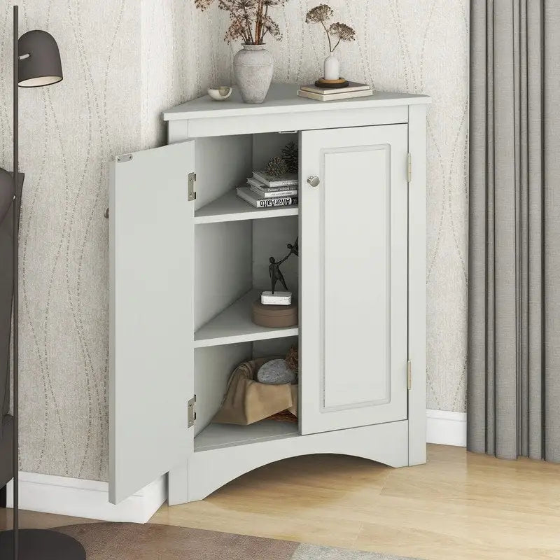 Meuble d'angle de rangement avec étagères réglables – Chêne / Blanc / Marron / Noir / Gris, Autonome, Simple